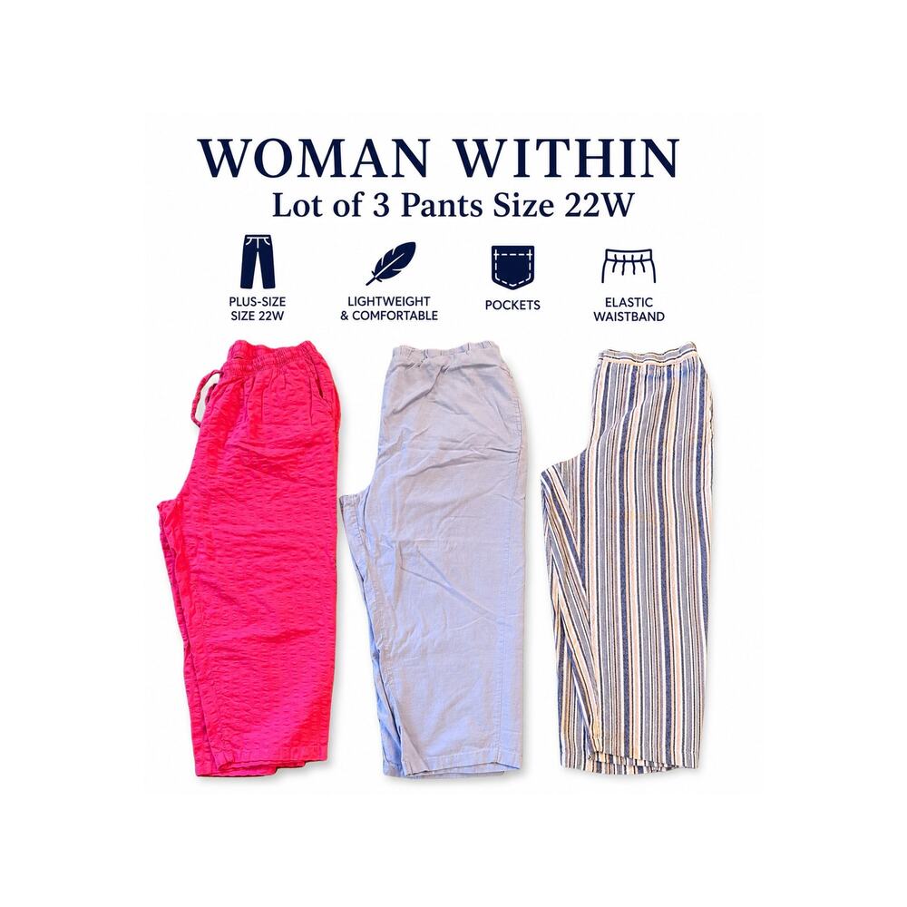 Clothing Lot Woman Within Pants Plus Size 22W Pull On Pockets Lot of 3